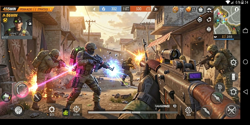 Screenshot gameplay <strong>456WIN</strong> yang menampilkan aksi menembak yang intens.