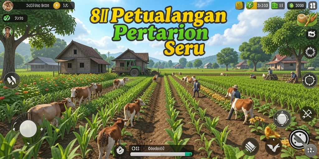 Tangkapan layar dari gameplay seru di 8II dengan pertanian yang indah.