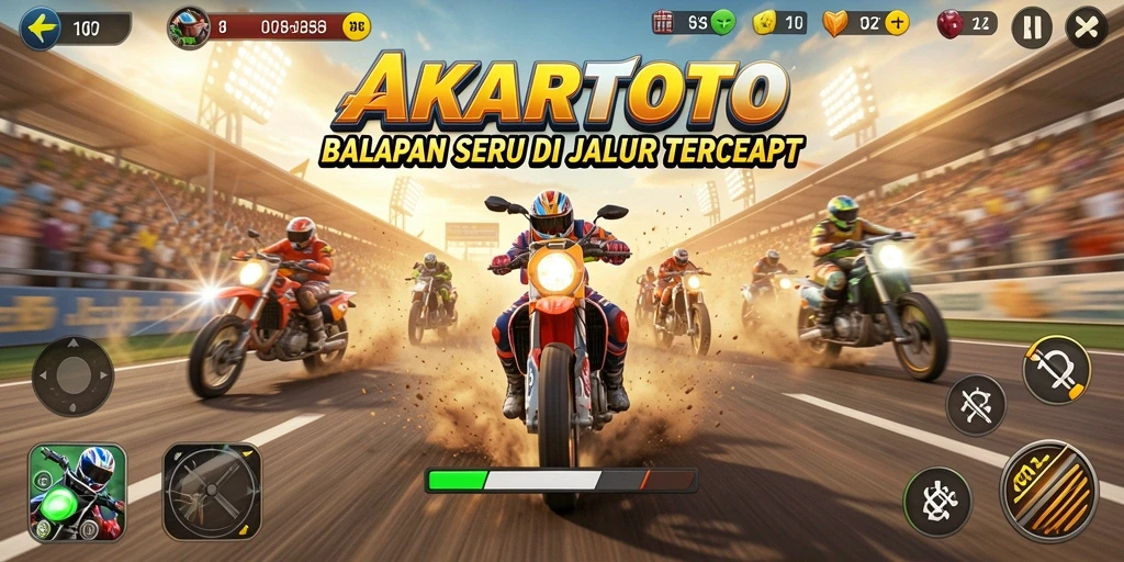 Gameplay balapan yang seru dan menegangkan di AKARTOTO.
