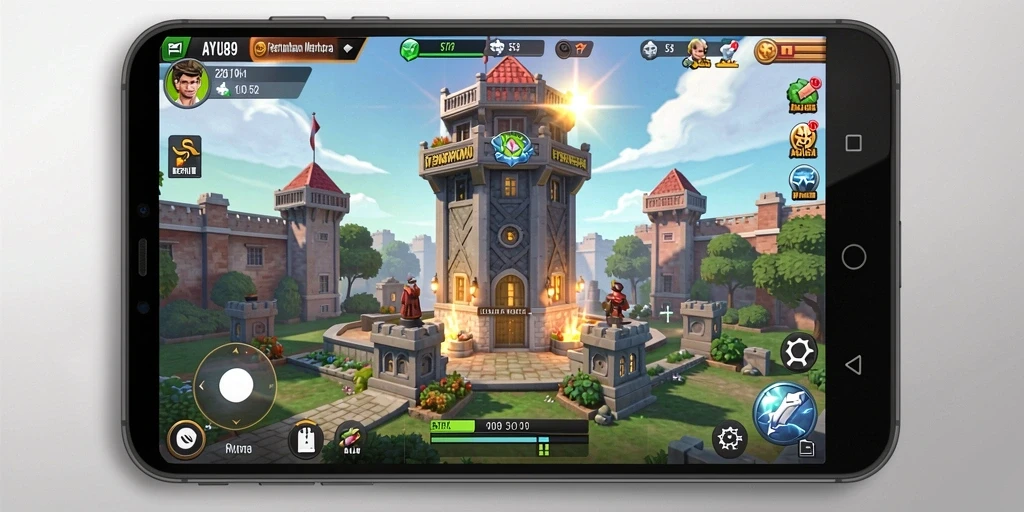 Tangkapan layar gameplay AYU89 menampilkan pertarungan seru di Tower Defense.