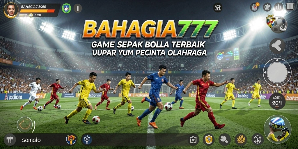 Tangkapan layar BAHAGIA777 menunjukkan gameplay sepak bola yang mendebarkan.