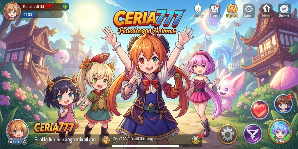Tampilan gameplay CERIA777 yang penuh warna dan action-packed.