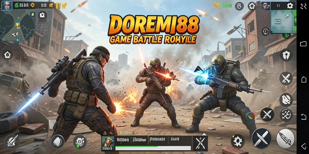 Tangkapan layar DOREMI88 menampilkan aksi intens dalam permainan Battle Royale.