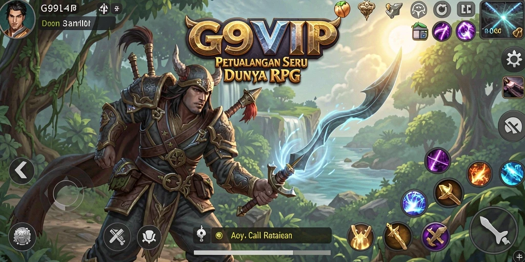 Screenshot utama G9VIP menampilkan petualangan intens dalam dunia RPG.