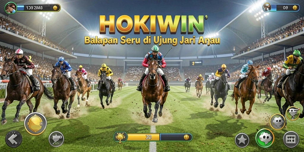 Gameplay balapan seru di HOKIWIN dengan kendaraan cepat.