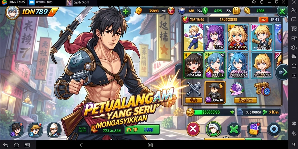 Tampilan gameplay menarik dari IDN789 dengan karakter Anime yang beraksi.