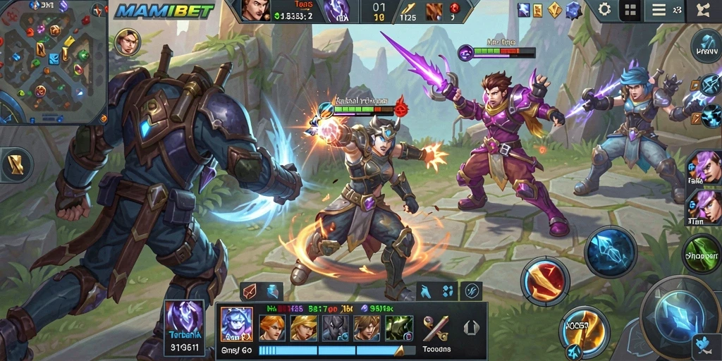 Tangkapan layar gameplay seru MAMIBET saat bertarung di arena MOBA.
