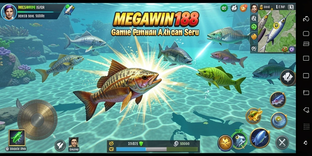 Tampilan gameplay MEGAWIN188 yang mengasyikkan saat memburu ikan.