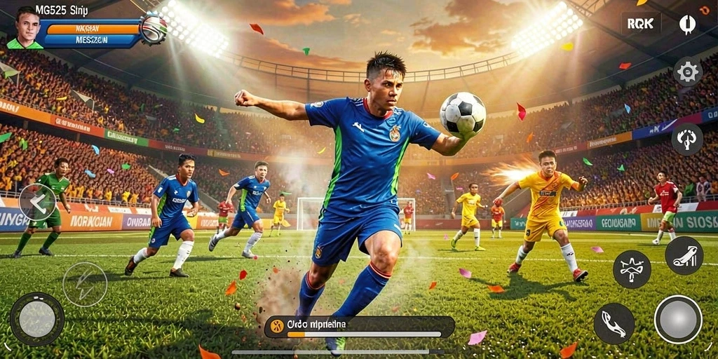 Tampilan gameplay MG525 yang menampilkan aksi olahraga yang mendebarkan.