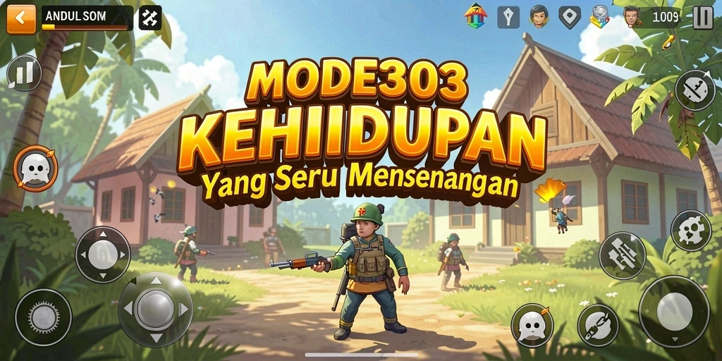 Screenshot utama MODE303 menampilkan gameplay simulasi kehidupan yang seru.