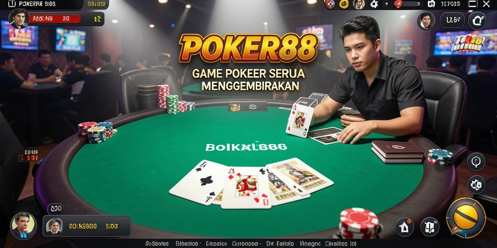 Screenshot utama POKER88 menampilkan gameplay poker yang seru.