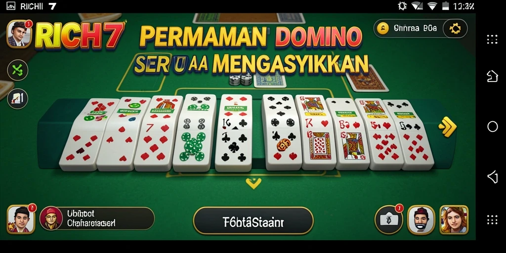 Tampilan gameplay seru dalam RICH7 dengan fitur interaksi sosial.