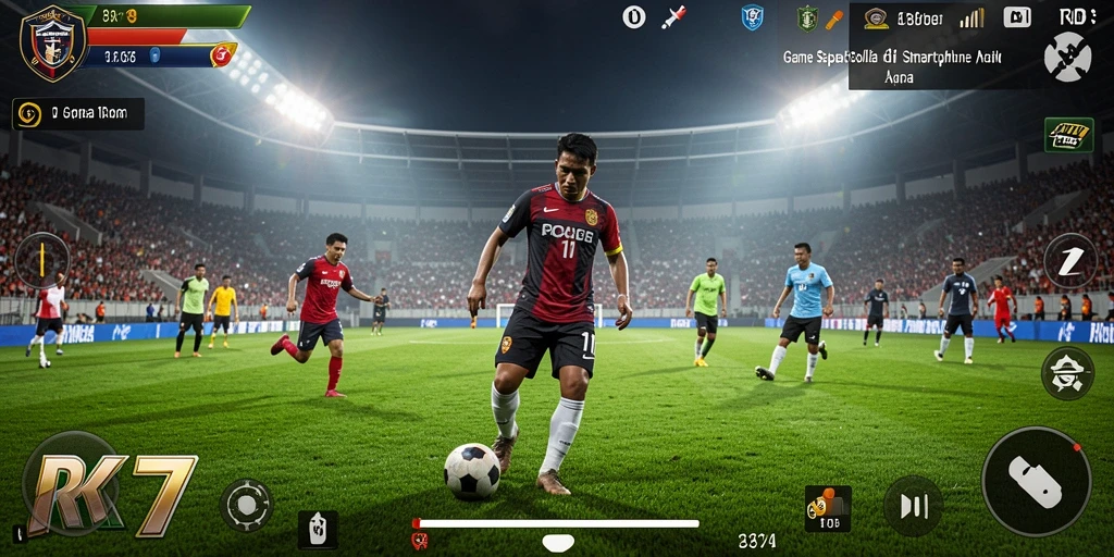 Tampilan gameplay menarik dan realistis dari RK77 dengan suasana lapangan sepak bola.