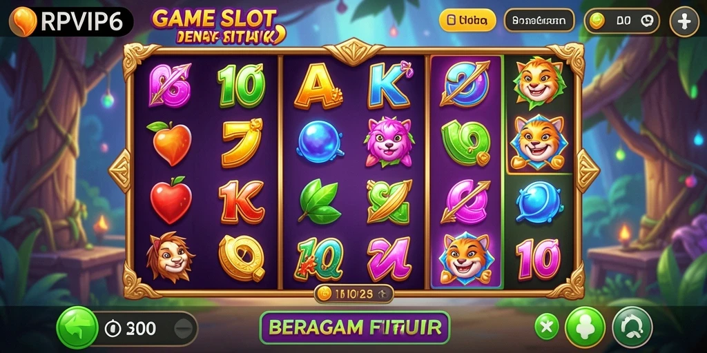 Tampilan gameplay Slot RPVIP6 yang menarik dan berwarna-warni.