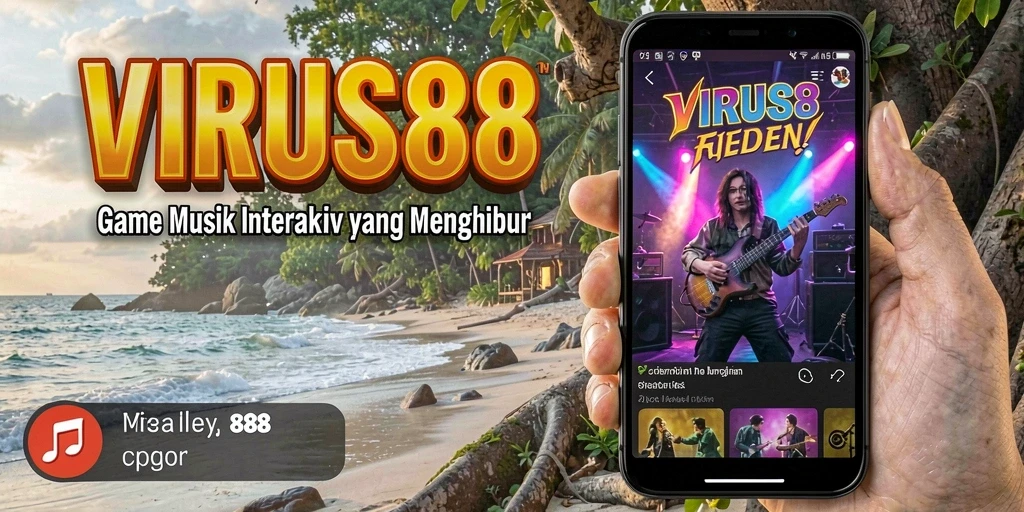 Tangkapan layar utama VIRUS88 menampilkan gameplay musik yang seru dan interaktif.