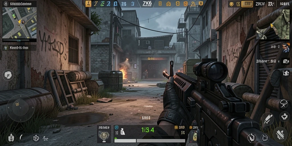 Tampilan gameplay ZK6 yang intens dan mendebarkan di medan perang.